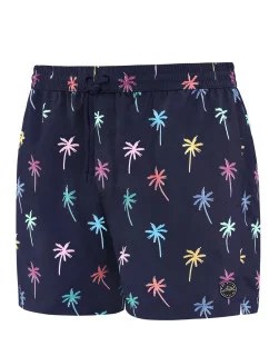 Pánske plavecké šortky Happy Self SM29-23 tmavo modré/kvety - vzor - Self