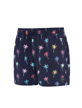 Pánske plavecké šortky Happy Self SM29-23 tmavo modré/kvety - vzor - Self