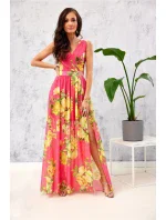 Dámske šaty SUK0361 pink-yellow - Roco Fashion Dámske šaty SUK0361 pink-yellow - Roco Fashion