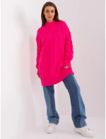 Dámske svetrové šaty AT SW 2367 1.35P Fluo pink - FPrice Dámske svetrové šaty AT SW 2367 1.35P Fluo pink - FPrice