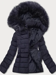 Dámska krátka zimná bunda tmavomodrá (YP-20091-55)