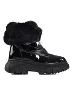 Moderné čierne snehové topánky bez podpätku pre ženy Moderné čierne snehové topánky bez podpätku pre ženy