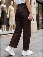 Dámske džínsy s vysokým pásom a balónovým strihom, hnedé, FashionStreet UY3120 Dámske džínsy s vysokým pásom a balónovým strihom, hnedé, FashionStreet UY3120