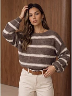 Dámsky oversized pruhovaný sveter s nastaviteľným pásom Fango FashionStreet MY2612 Dámsky oversized pruhovaný sveter s nastaviteľným pásom Fango FashionStreet MY2612
