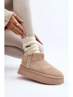 Śniegowce Na Platformie Ze Wzorem Beżowe Udra