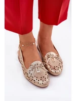 Ażurowe Baleriny Z Odkrytą Piętą Złote Navinnia