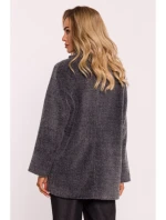 M808 Orezaná plyšová bunda - sivé odlesky