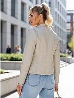 Dámska kožená bunda TY5659 cream - FashionStreet