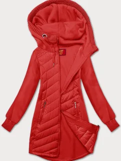 Tmavo červená dlhá dámska mikina s kapucňou LHD (AMG-163)