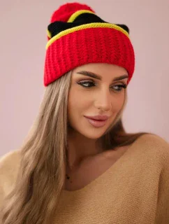 Dámska čiapka Kinga K297 červená+kiwi+čierna