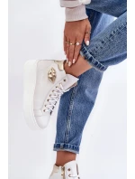 Trampki Damskie Wysokie Na Suwak Lemar Białe Katerin