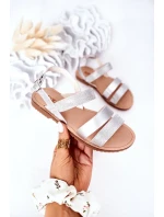 Dětské Lesklé Sandály Stříbrné Natalie Dětské Lesklé Sandály Stříbrné Natalie