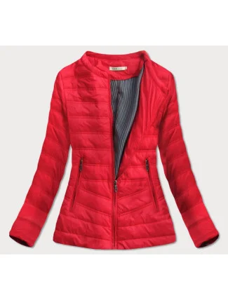 Červená prešívaná bunda s okrúhlym výstrihom (S-111) Červená prešívaná bunda s okrúhlym výstrihom (S-111)