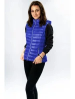 Prešívaná lesklá dámska vesta v Chrpová farbe (7000)