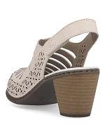 Kožené sandále na podpätku Rieker W RKR49B beige Kožené sandále na podpätku Rieker W RKR49B beige