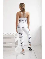 Fitness set top + legíny push up biely