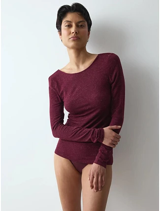 Blúzka Beauty Layers Top LSL Lurex bordová Claret - TRIUMPH Blúzka Beauty Layers Top LSL Lurex bordová Claret - TRIUMPH