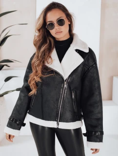 Dámska bunda z ovčej kože čierna FashionStreet TY5125