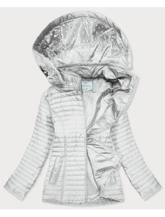 Dámska bunda vo farbe ecru s bodkovanou podšívkou (SF8981)