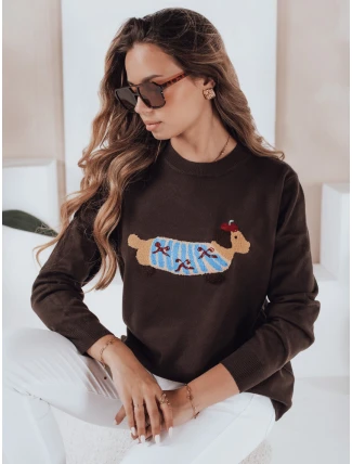 Dámsky sveter CHICPAWS s aplikáciou hnedého psa FashionStreet MY2544 Dámsky sveter CHICPAWS s aplikáciou hnedého psa FashionStreet MY2544