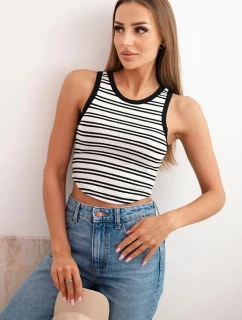 Dámska pruhovaná bavlnená blúzka bez rukávov čierna