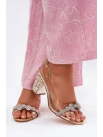 Transparentne Sandały Na Słupku D&A MR51-705 Złote