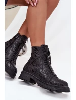 Skórzane Botki Workery Damskie Ocieplane Na Zamek Artiker 57C2257 Czarne