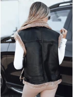 Dámska kožená vesta s ovčou kožou čierna FashionStreet TY5251
