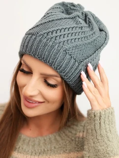 Dámska zimná čiapka s vlnou graphite