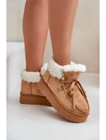 Śniegowce Damskie Na Platformie Z Futerkiem Typu Branek Camel Ciabellae