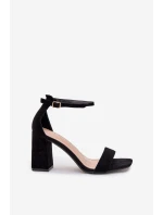 Sandały Damskie Na Słupku Z Eko Zamszu Czarne Elirae