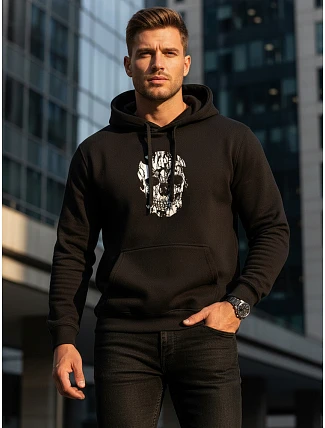 Pánska mikina s potlačou lebky čierna FashionStreet NX0034B