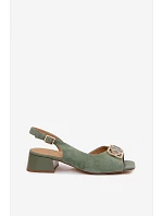 Elegantní sandály z přírodního semiše na podpatku D&A CE61-3127 Zelené