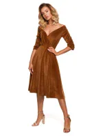 M645 Zamatové zavinovacie midi šaty - bordové