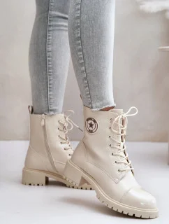 Dámske členkové šnurovacie topánky 089 model 201747 Ecru - Super Me