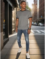 Pánske základné bavlnené tričko sivé FashionStreet RX5663 Pánske základné bavlnené tričko sivé FashionStreet RX5663