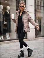 Dámska zimná prešívaná bunda s kapucňou, béžová, FashionStreet TY5753