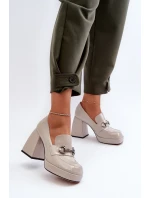 Półbuty Lakierowane Damskie Na Słupku Szare D&A MR38-906