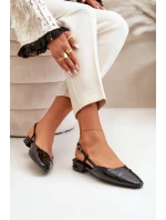 Lakierowane Baleriny Na Niskim Obcasie Z Odkrytą Piętą Czarne Kairael