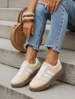 Dámske tenisky s hrubou podrážkou a bočnými pruhmi žlté ZY1400