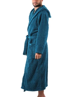 pánsky župan Athena s kapucňou Petrol