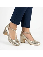 Trblietavé zlaté lodičky s remienkom Mascara 834283