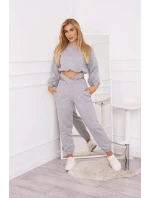 Zateplená súprava s krátkou mikinou šedá