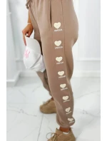 Bavlnené nohavice Amour tmavo béžová