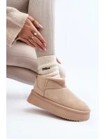 Damskie Śniegowce Na Grubej Podeszwie Beżowe Caliksa