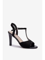 Sandały Damskie Na Szpilce Ze Zdobionymi Paskami Sergio Leone SK924 Czarne