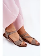 Zazoo 40182 Dámske kožené sandále Dark Beige