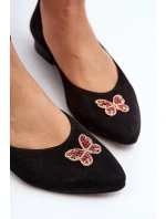 Zazoo 2887 Zamszowe Baleriny Z Ozdobnym Motylem Czarne