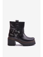 Damskie Skórzane Botki Na Zamek Lewski 3435 Czarne