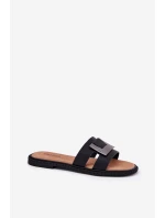 Klapki Damskie Płaskie Z Ozdobnym Detalem Artiker 56C1336 Czarne